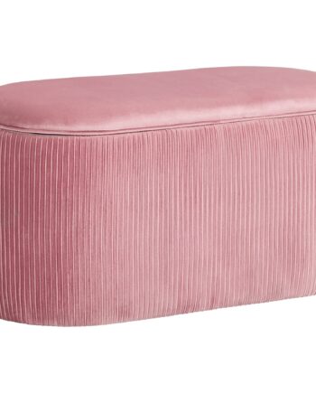 Bænk Med Opbevaringsplads  Polstret Fodskammel  Retrodesign  Fløjlslook  81 Cm   40 Cm   41 Cm  Antik Pink