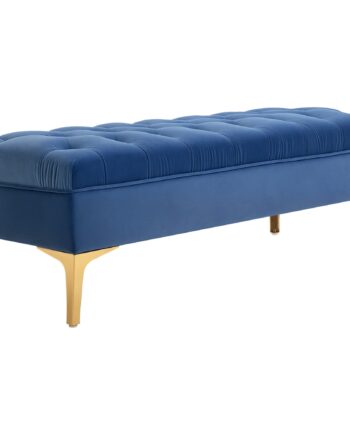 Bænk Sengebænk Skobænk Med Hævede Ben Soveværelse Velour Blå