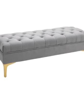 Bænk Sengebænk Skobænk Med Hævede Ben Soveværelse Velour Lysegrå