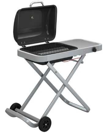 Bærbar Gasgrill    Brænder      Kw  Grillvogn Med Foldbar Vogn  Grillrist  Sidebord  Låg  Termometer