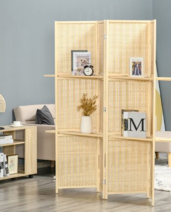 Bambus Rumdeler Med   Hylder  Foldbar  Fodpuder  Naturfarvet