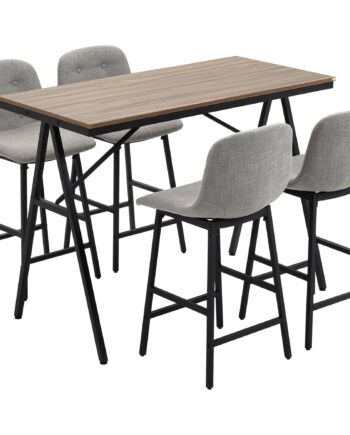 Barbord Med Barstole   Industrielt Design  Knapsyninger  120 Cm   60 Cm   91 Cm  Lysegrå