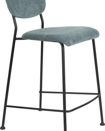 Barstol Zuiver Benson Mørkegråt Polstret Stof  Sort Stålstel  H92ã B46ã D53   Cm