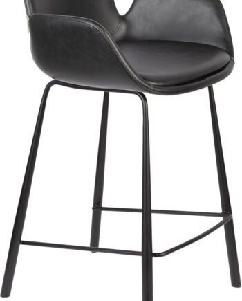 Barstol Zuiver Brit Askegrå Pu-læder Med Sort Stålben H91 5xb57 Cm