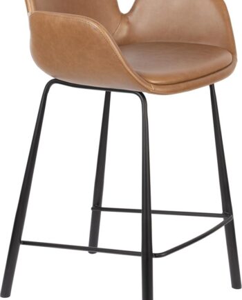 Barstol Zuiver Brit Barkruk Nougat Pu-læder Med Sorte Stålben Polstret Industridesign H91 5ã B57ã D54 Cm
