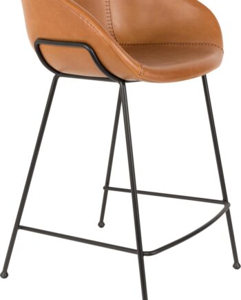 Barstol Zuiver Feston Nougat Pu-læder Med Sort Stålramme H88 5xb54 5xd53 Cm