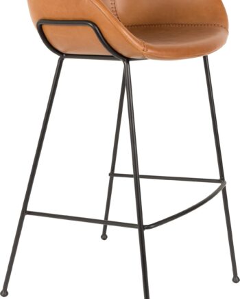 Barstol Zuiver Feston Rødbrun Pu-læder Polstret Sæde Sort Stålbase H98 5xb54 5xd53 Cm