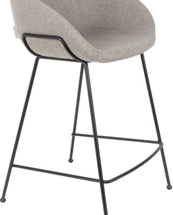 Barstol Zuiver Feston Stengrå Polstret Stof Med Sort Stålstel H88 5xb54 5xd53 Cm