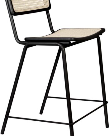 Barstol Zuiver Jort   Rattan Og Bøg Med Kulsort Stålramme  Italiensk Bauhaus-minimalisme
