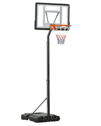 Basketballstativ Med Hjul  Rullelig  210-260 Cm Højdejusterbar  Basketballkurv Med Stativ  Egnet Til Indendørs Og Udendørs Brug  Stål  Plastik  Sort