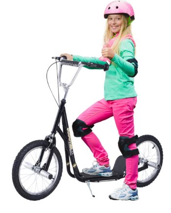Børnescooter Med Pneumatiske Dæk  Sparkscooter  City Scooter Til Børn  Sparkbræt 16 Tommer Fra   år  Højdejusterbar  Sort  143   58   92-100 Cm