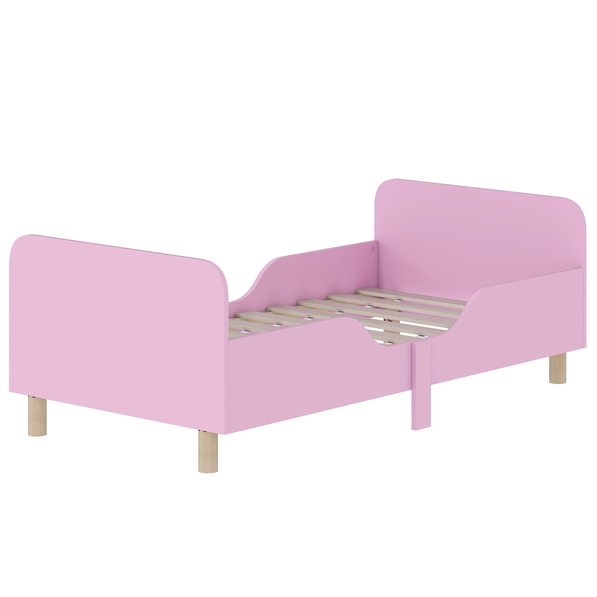 Børnesengramme  Enkeltsengramme Til Børn  Sikkerhedsskærm  Lille Seng Til Børneværelse  Mdf  Uden Madras  Pink