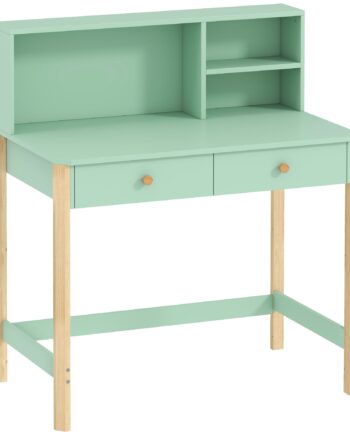 Børneskrivebord  Elevskrivebord Med Skuffer  Hylde  Opbevaringsplads Til Børn   Alderen  -12 år  90   52   105 Cm  Grøn