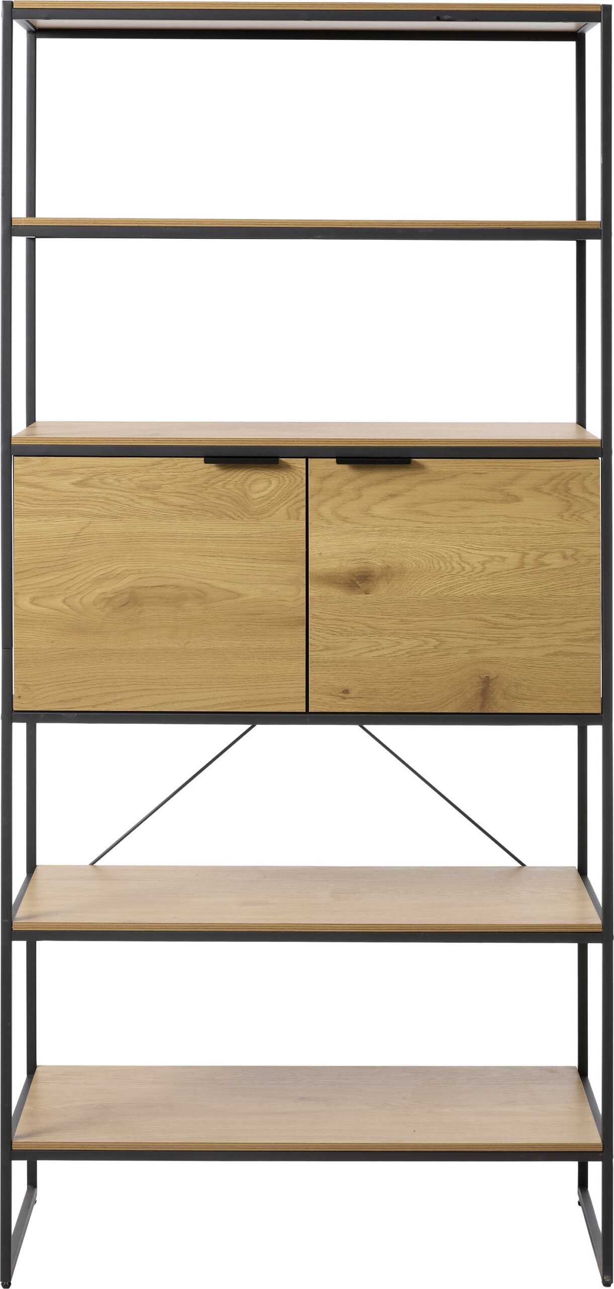 Bogreol Reol Nordique Design Cesura Melaminbelagt Spånplade Jernben Natur Sort H190ã B90ã D40 Cm