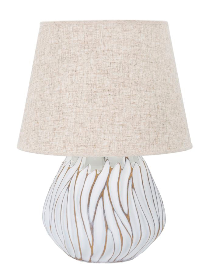 Boho Chic Bordlampe   Hvid  Polyresin  Metal Og Stof   35x48 Cm