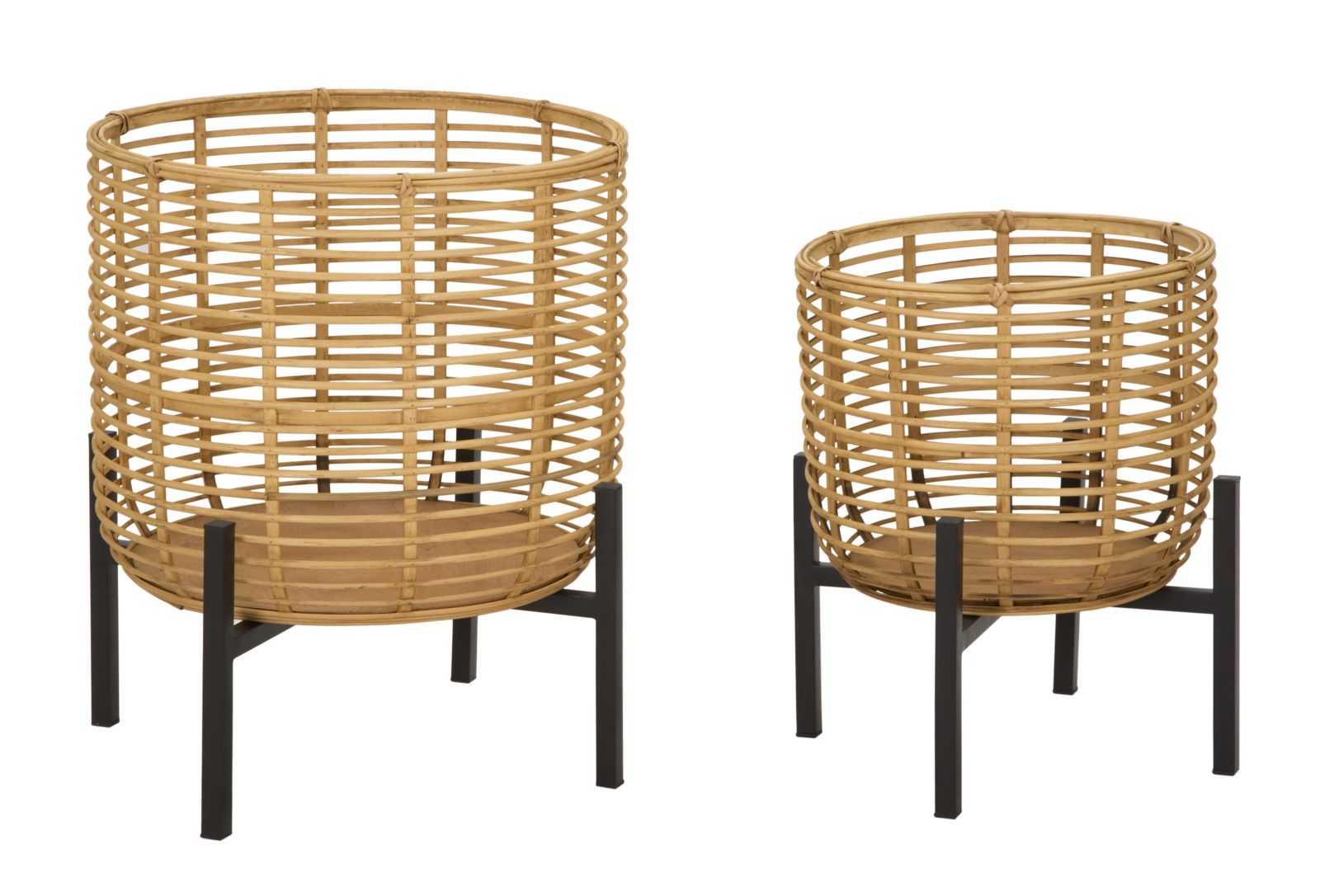 Boho Chic Vaser   Rattan Og Jern   41x47 Og 33x39 Cm