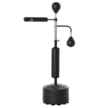 Boksestand Stående Boksetræner Med   Speed Balls Reflex Bar Og Sugekop Base 160-230cm Højdejusterbar Velegnet Til Voksne Og Teenagere Sort