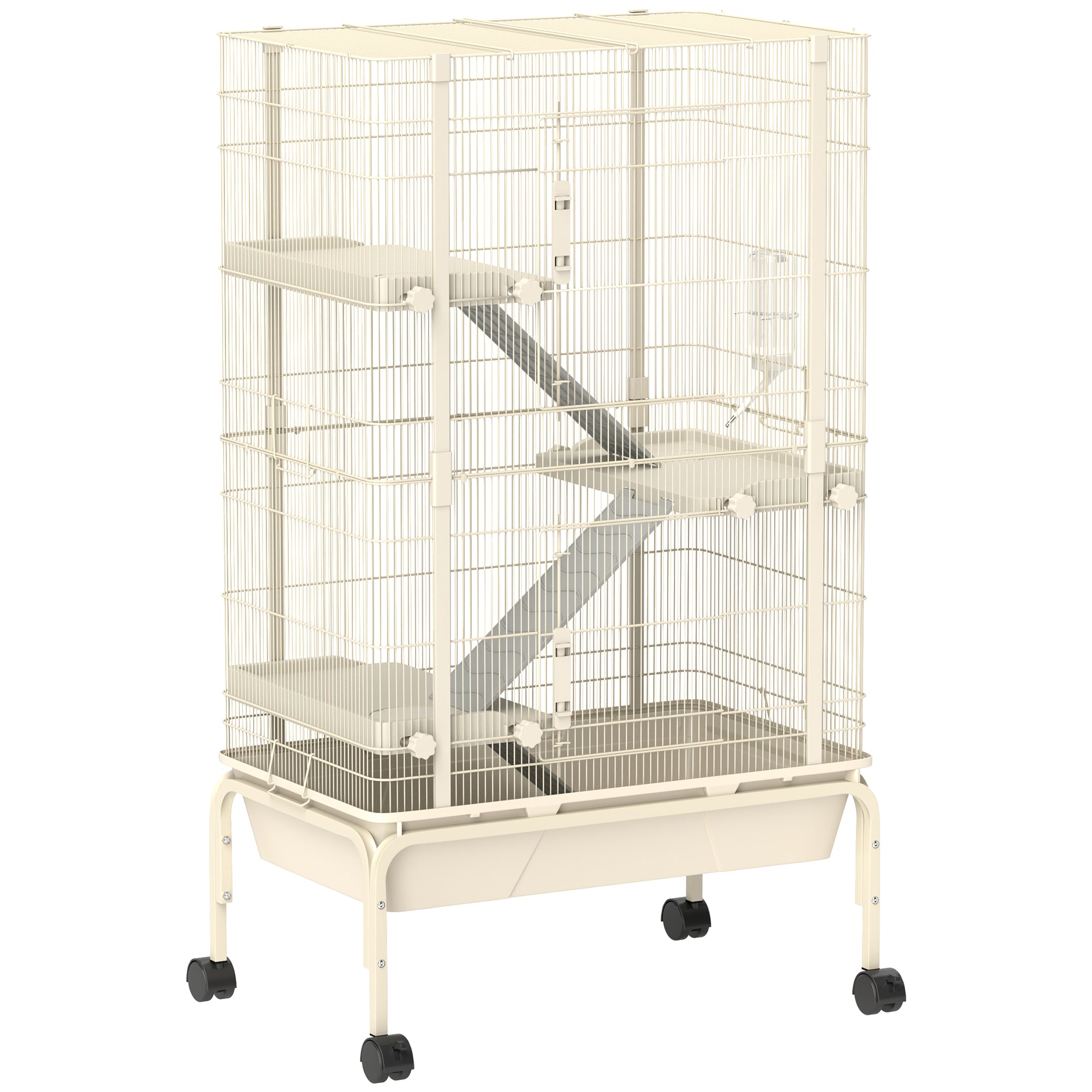 Bur Til Små Dyr  Kæledyrsbur Med   Niveauer  Madskål  Vandflaske  88   48   150   Cm  Beige