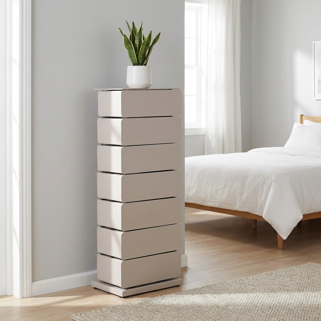 Carson Kommode Med Syv Skuffer Silky Taupe Farvet Metal