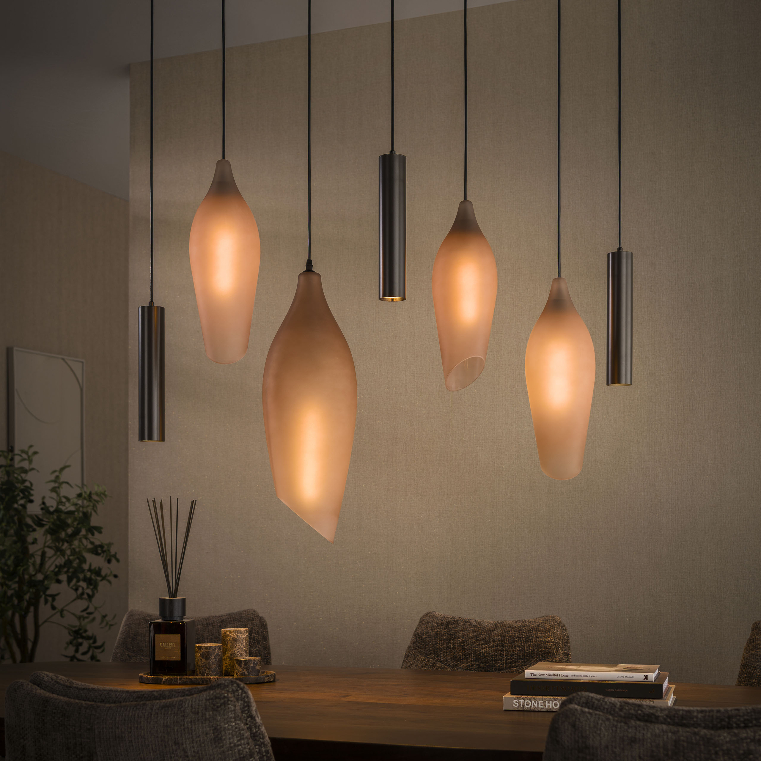 Cosa Loftlampe   Farvet Glas Og Bronzefarvet Metal Levering Uden Pære