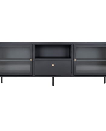 Dalby Tv-bænk Tv-bænk    Glaslåger    Skuffe  Stål  Sort 150x35x60