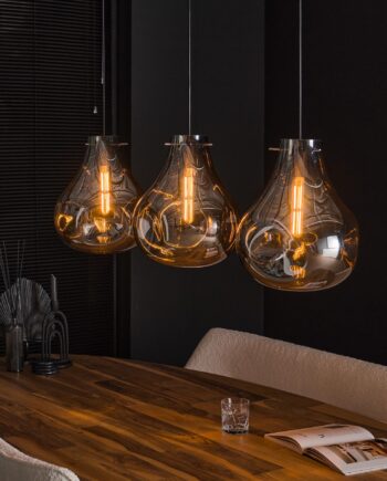 Dent Loftlampe Med Tre Glassskærme Levering Uden Pære