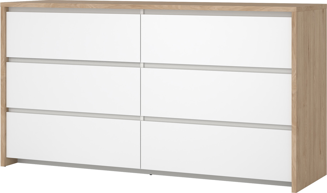 Dobbelt Kommode Vesterholm Next   Skuffer Jackson Hickory Hvid Højglans B157ã H84ã D48 Cm Fsc