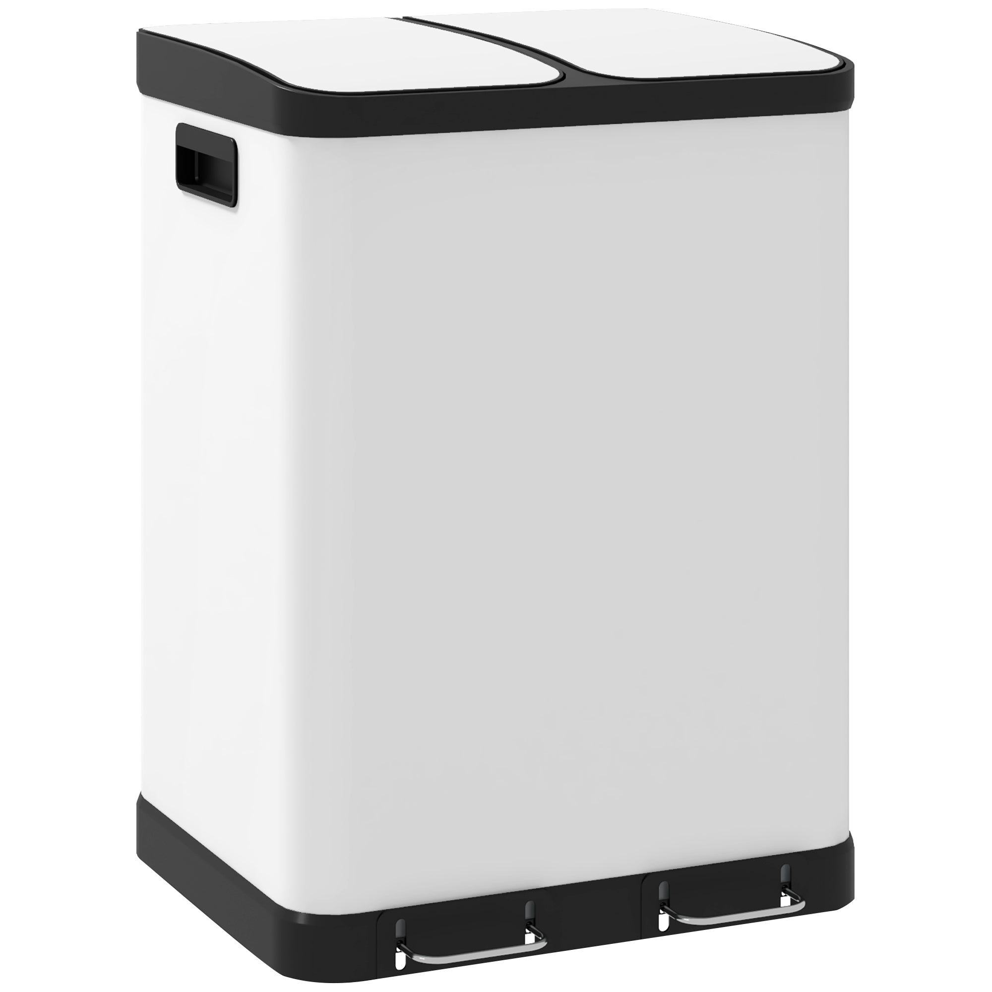 Dobbeltrums Affaldsbeholder 30l Fingeraftryksresistent Pedal Aftagelige Indvendige Spande Grå