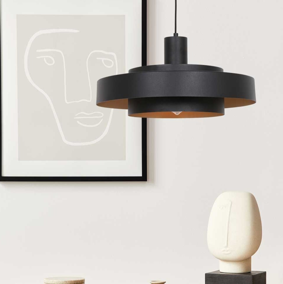 Doble Loftlampe   Sort Metal