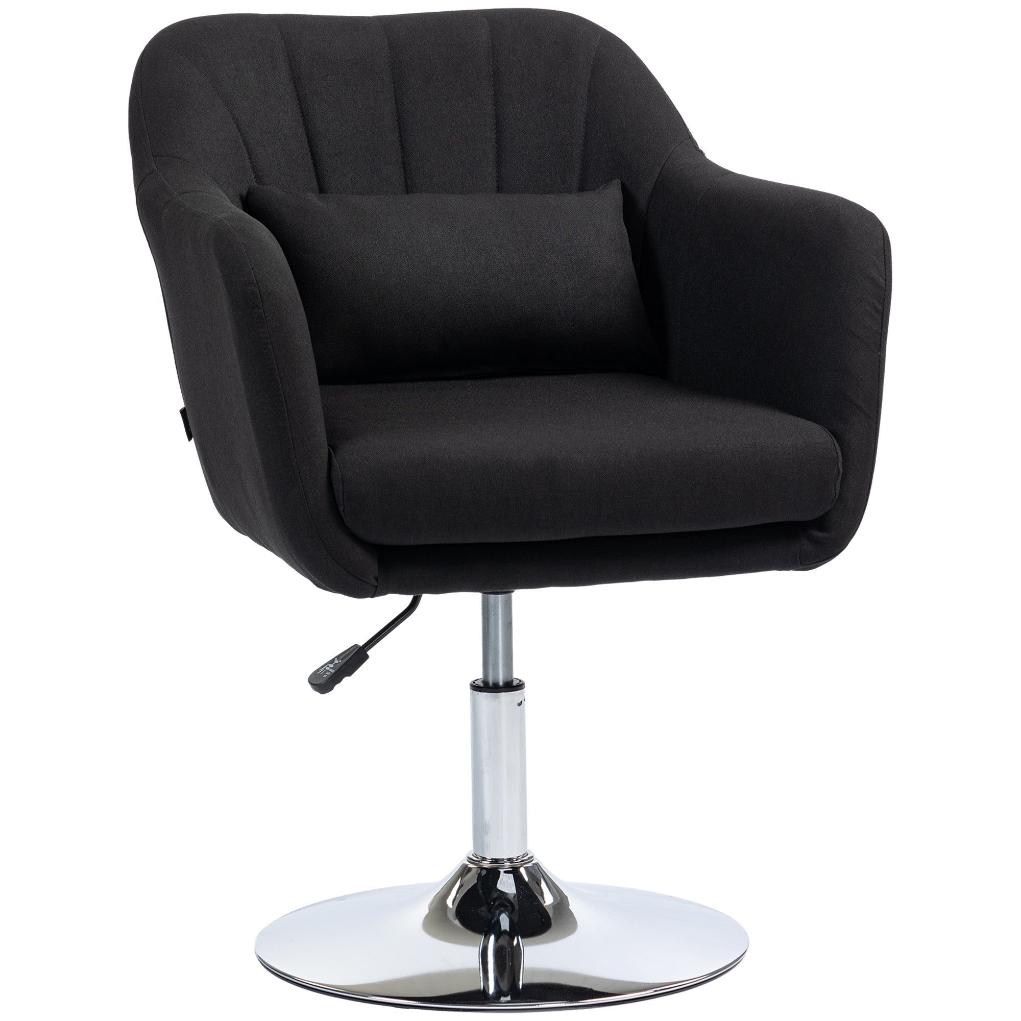Drejestol Højdejusterbar Kontorstol Linnedlignende Polyester Metal 60 60 79-91 Cm Sort
