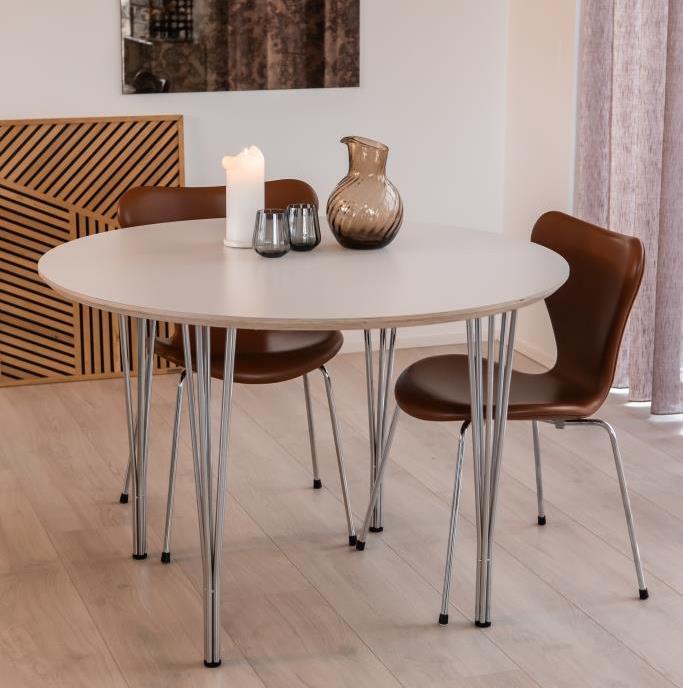 Dt 100 Rundt Spisebord   Hvid Laminat  Diameter 100 Cm