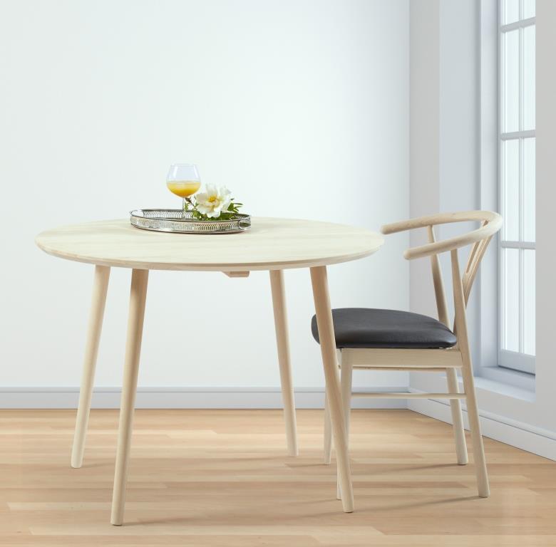 Dt 100 Rundt Spisebord   Massiv Bøg  Diameter 90 Cm  Ubehandlet