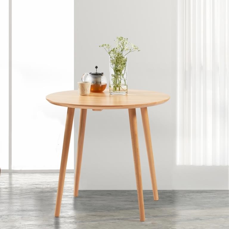 Dt 100 Rundt Spisebord   Massiv Bøg  Diameter 70 Cm  Ubehandlet