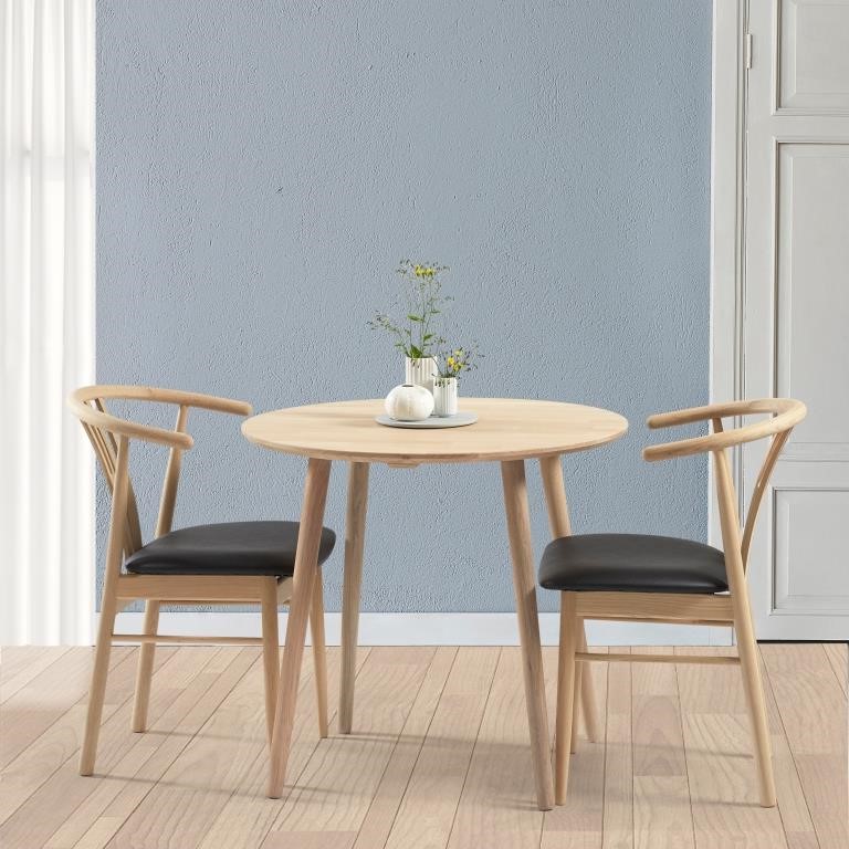 Dt 100 Rundt Spisebord   Massiv Eg  Diameter 70 Cm  Ubehandlet