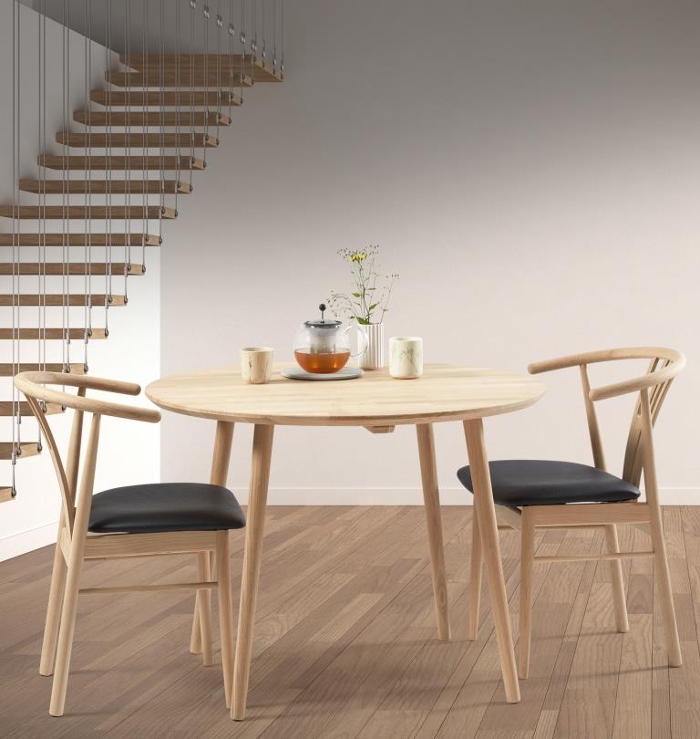 Dt 100 Rundt Spisebord   Massiv Eg  Diameter 90 Cm  Ubehandlet