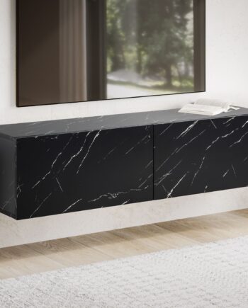 Elegant Tv-skab Til Væggen  Marmor-look  120x30x30cm  Sort