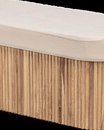 Entrébænk Nordlys Furniture Baotsu Beige Fløjl   Skandinavisk Siddebænk   Valnøddetræsfiner H44ã B89ã D40 Cm