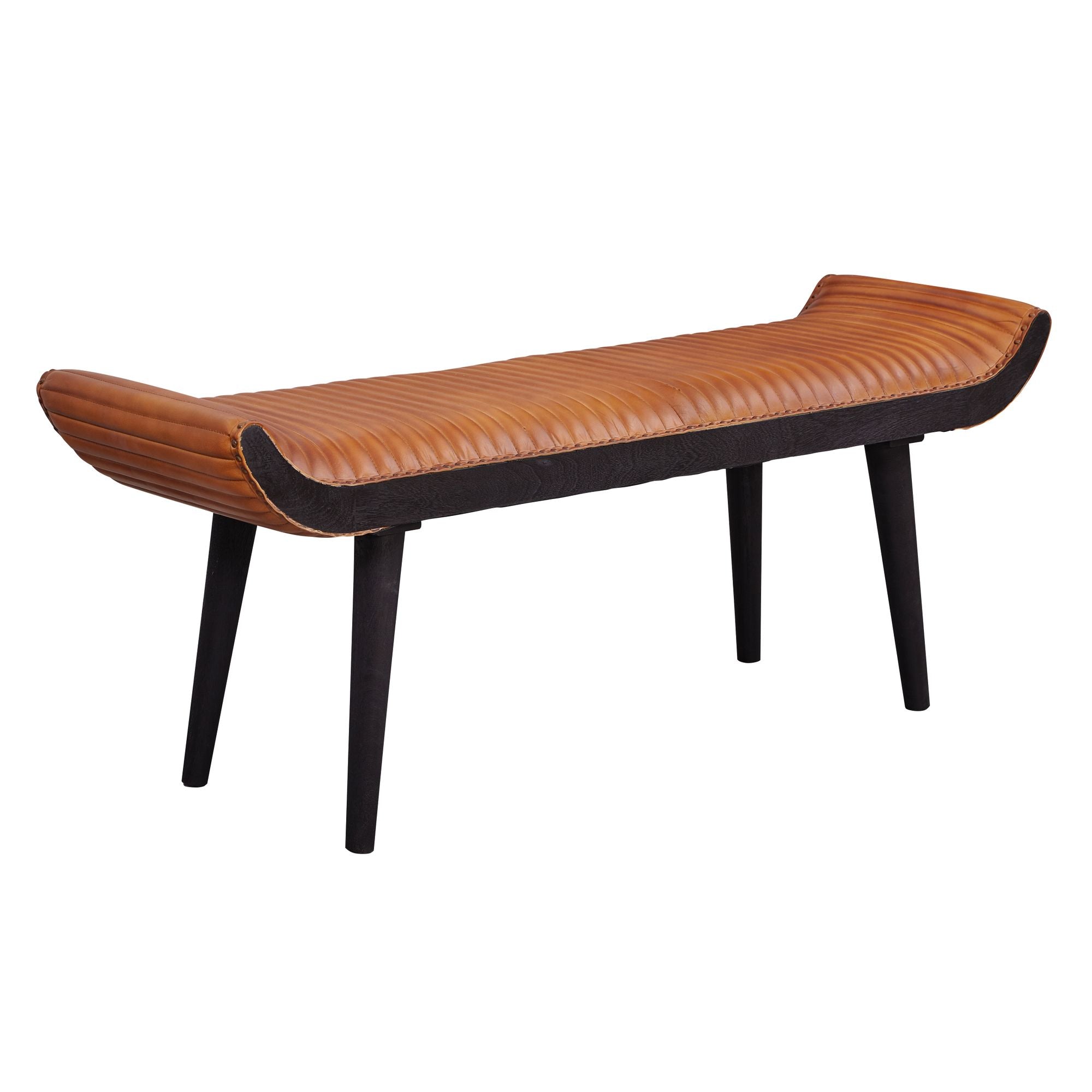 Entrébænk Polstret Med ægte Læder  128   51   38 Cm