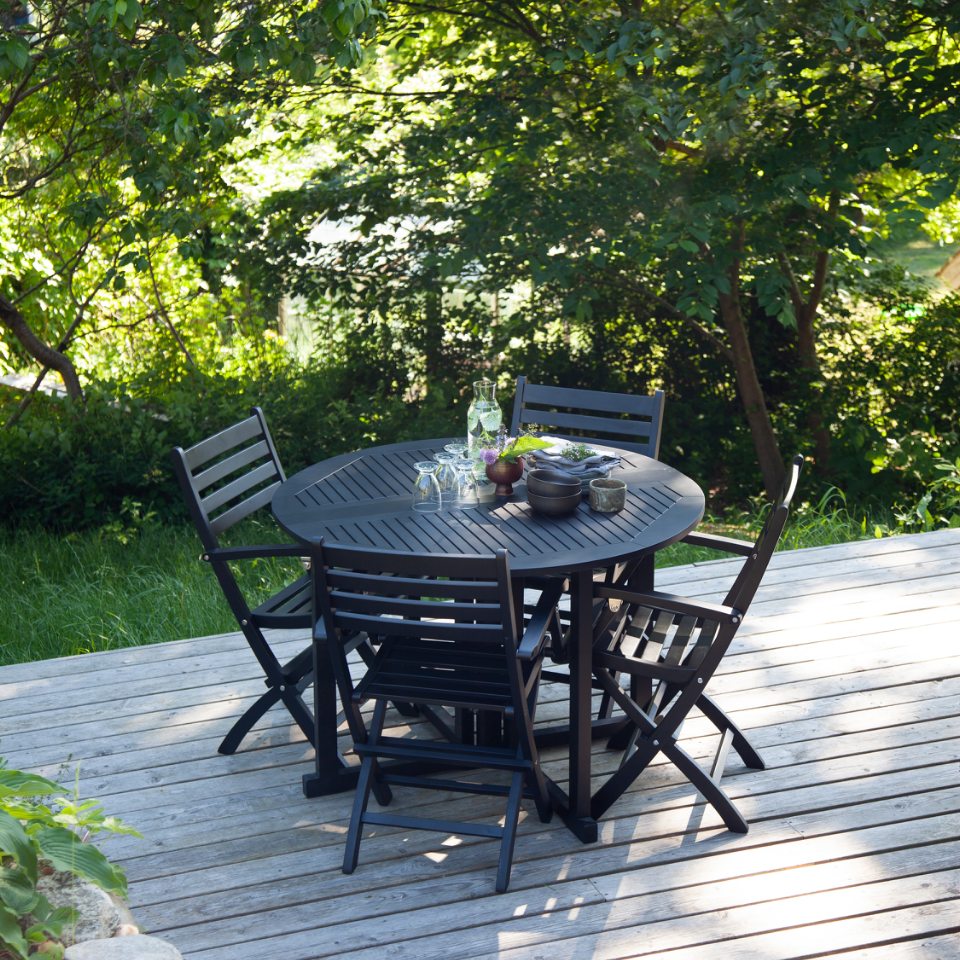 Expa Spisebord Med Folde Funktion Sort Mahogni Diameter 110 Cm