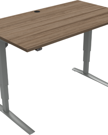 Firkantet To-bens Hæve- Sænkebord Zennord Rise Rest Mørk Valnød Sølv 65-125x80x140 Cm