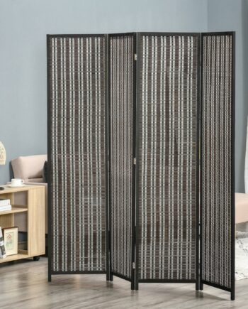 Foldbar Rumdeler  Fyrretræ Bambus  180   180 Cm  Brun Sort