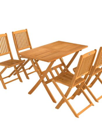Fsc-certificeret Havemøbelsæt   Træ    Dele  Klapbord Med   Klapstole  Lameldesign Til Haven  Naturtræ