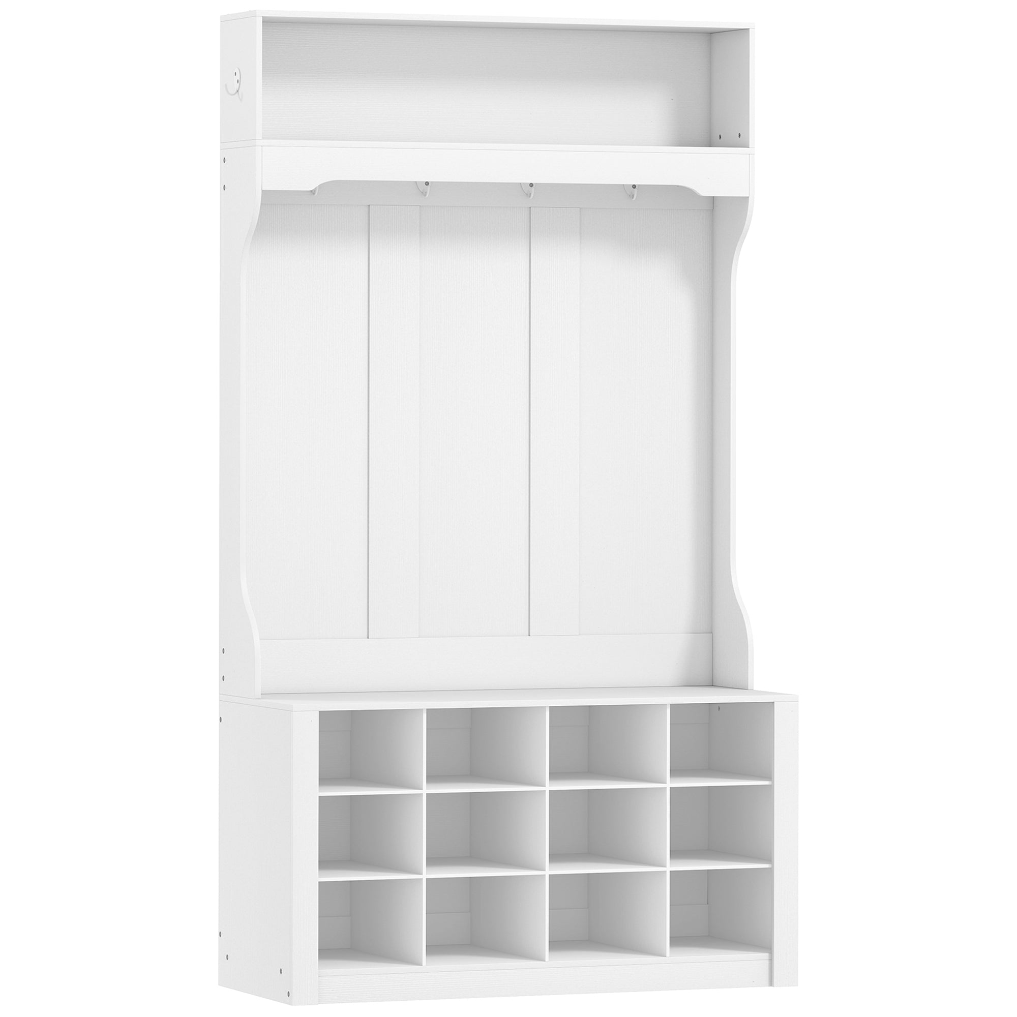 Garderobe Med Hylde Bænk Kroge Skorum Spånplade Mdf Hvid