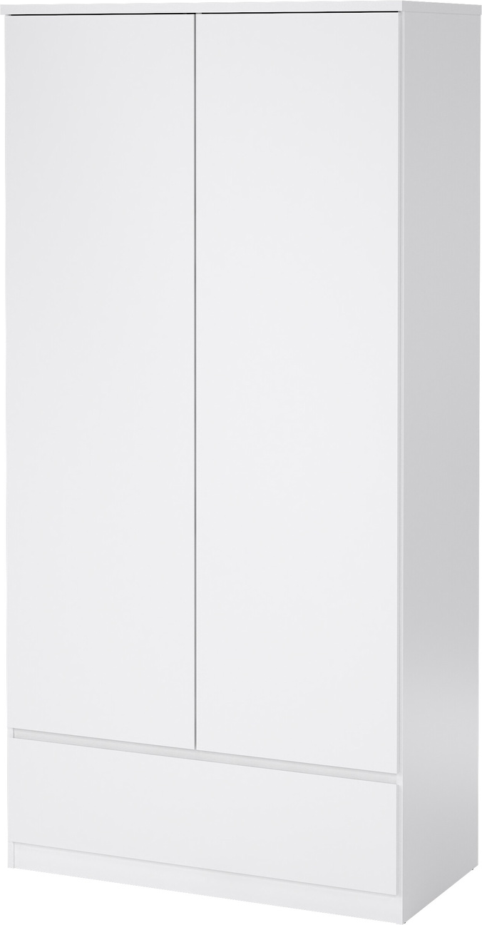 Garderobeskab Vesterholm Naia Hvid Højglans   Hylder Tøjstang Skuffe Push-to-open H200 6xb98 9xd50 Cm