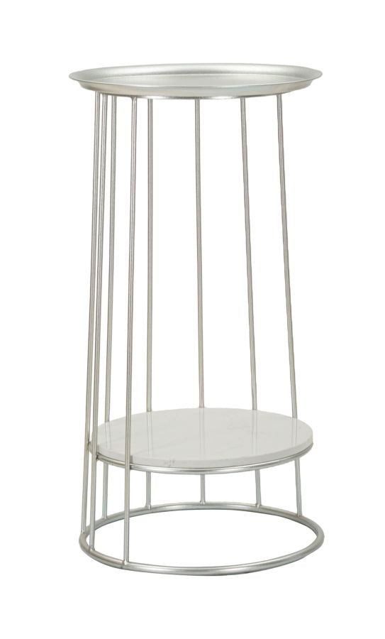 Glam Bord   Sølvfarve  Metal Og Kunstig Marmor   40x76 Cm