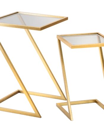 Glam Borde   Guldfarve  Jern Og Glas   40x40x60 Og 30x30x50 Cm