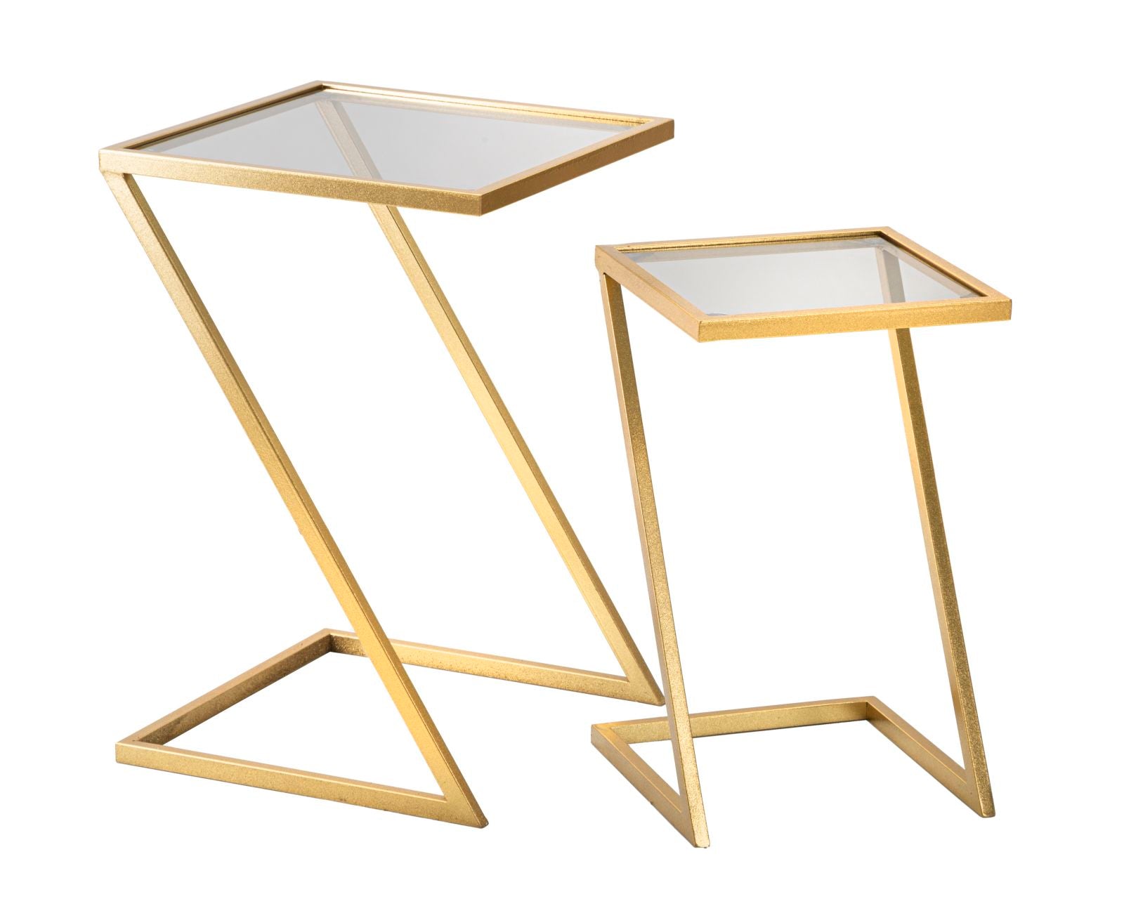 Glam Borde   Guldfarve  Jern Og Glas   40x40x60 Og 30x30x50 Cm