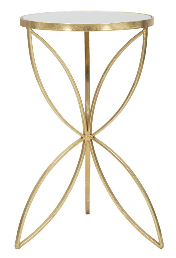 Glam Sidebord   Guldfarve  Metal Og Glas   35x60 Cm