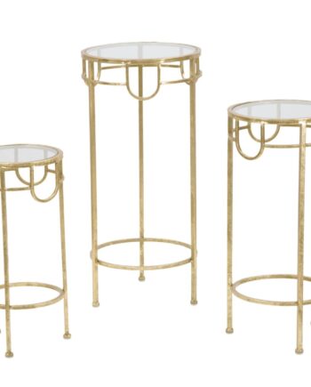 Glam Sideborde   Guldfarve  Metal Og Glas  Styks   33x70 Og 28x60 Og 23x50 Cm