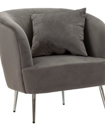 Glam Stol   Sølv Af Fyrretræ Træ  Mdf  Polyester Og Metal   73x66x78 Cm